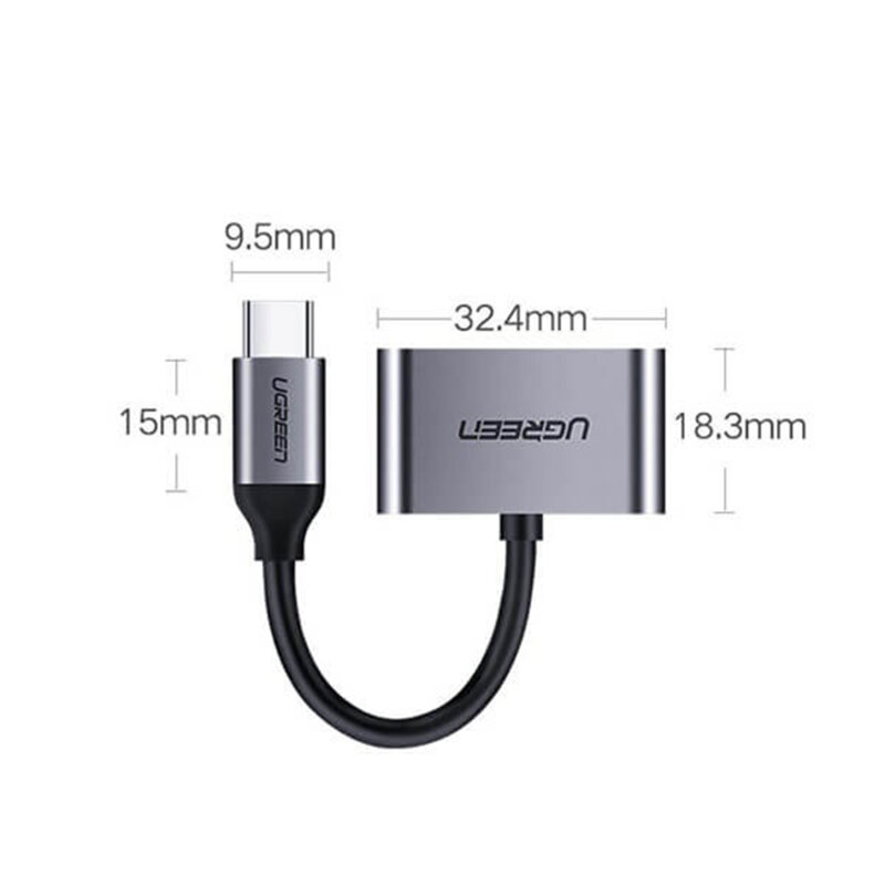 Adaptor casti USB-C la mufa Jack, Type-C Ugreen, gri, 50596