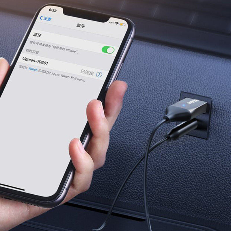 Adaptor audio Jack la USB pentru masina Ugreen, gri, 70601