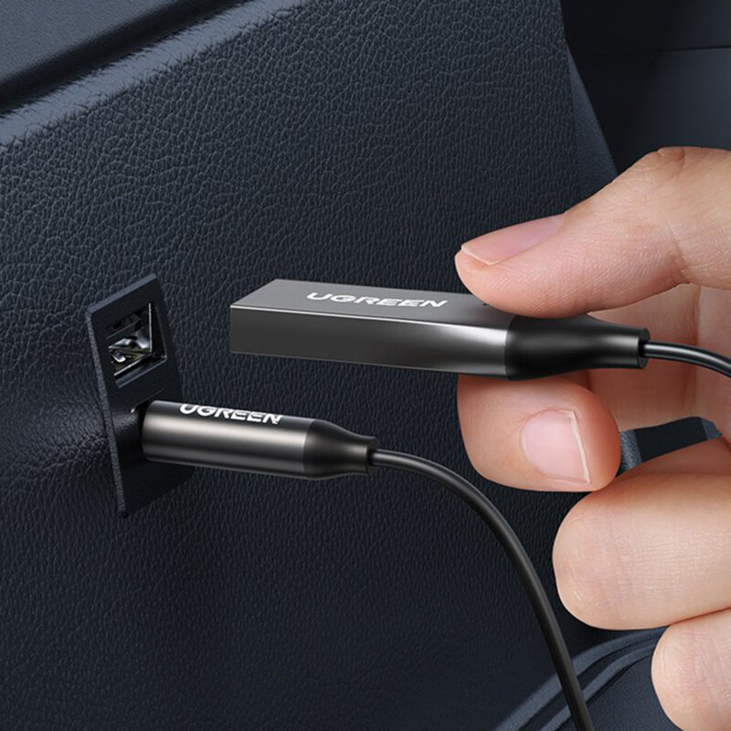 Adaptor audio Jack la USB pentru masina Ugreen, gri, 70601