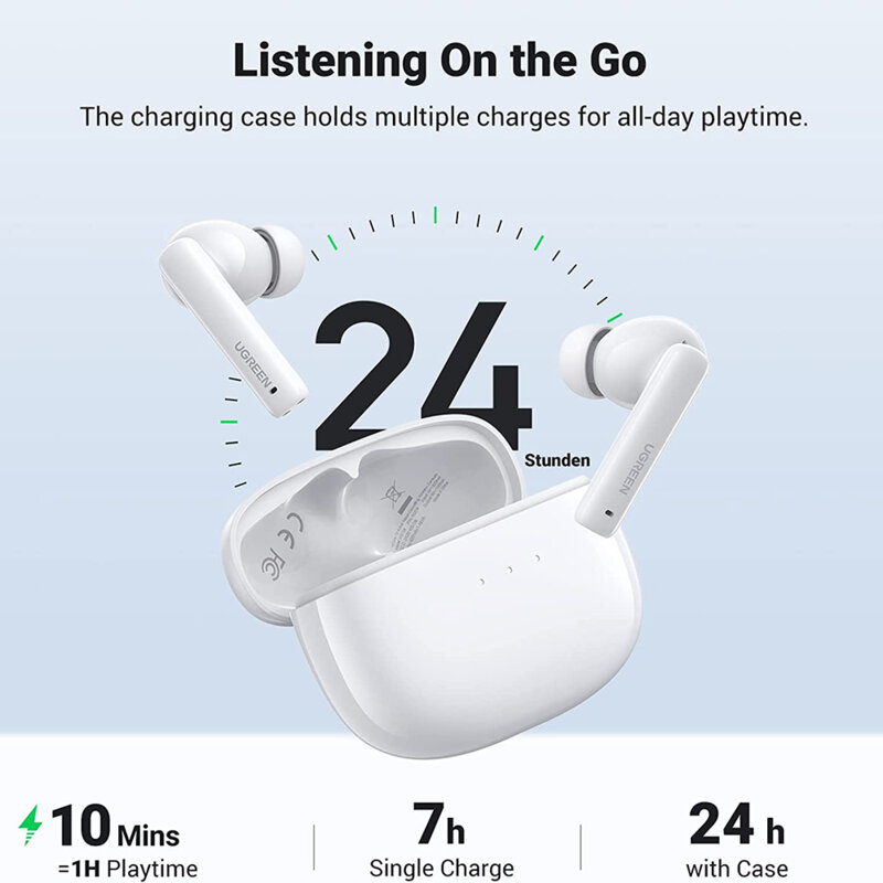 Casti Wireless Bluetooth Noise Cancelling Ugreen, alb, 90206