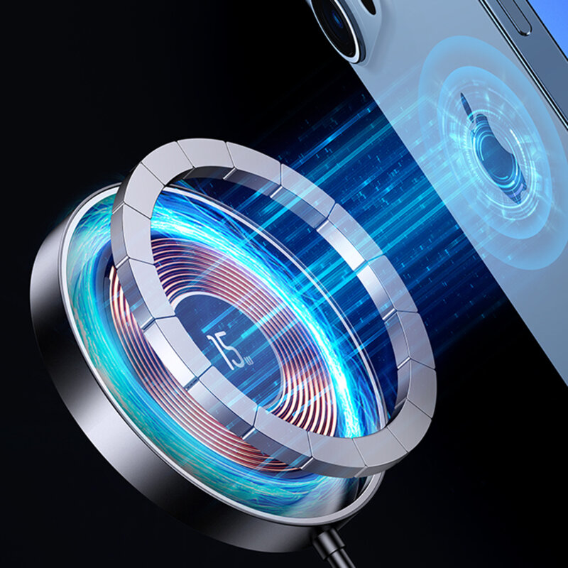 Incarcator wireless magnetic 15W Usams US-CD183, negru