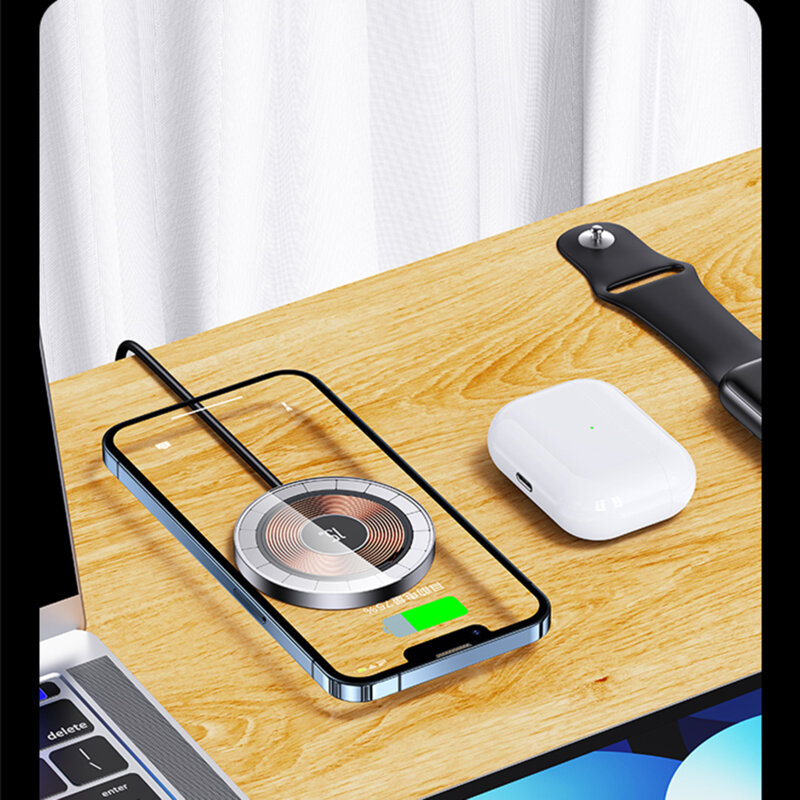 Incarcator wireless magnetic 15W Usams US-CD183, negru