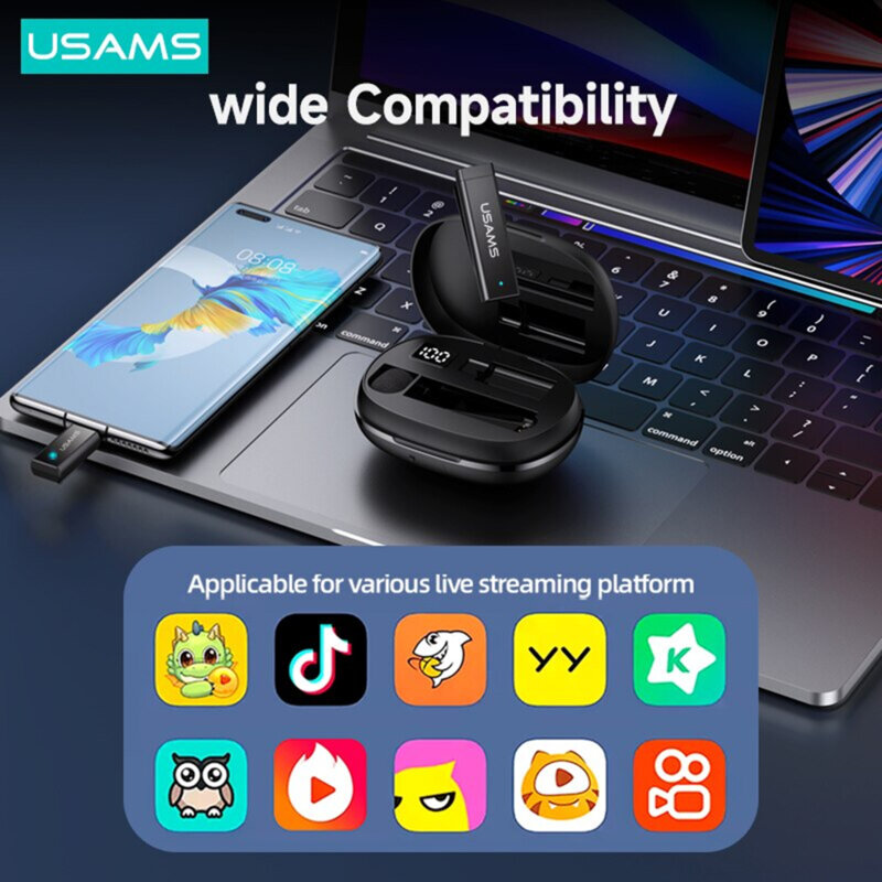 Lavaliera wireless noise reduction Usams US-ZB247, negru