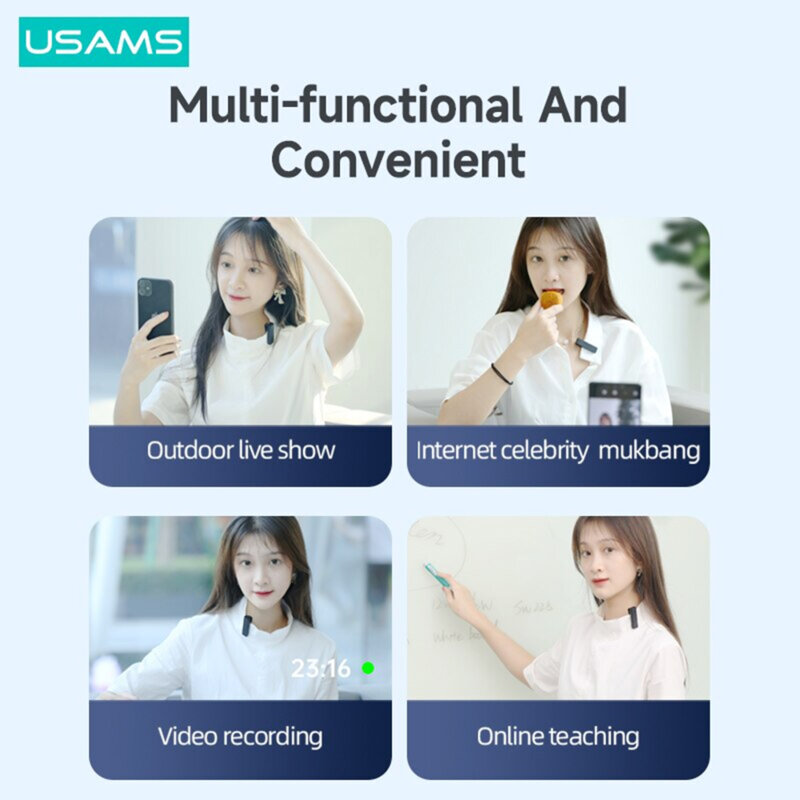 Lavaliera wireless noise reduction Usams US-ZB247, negru