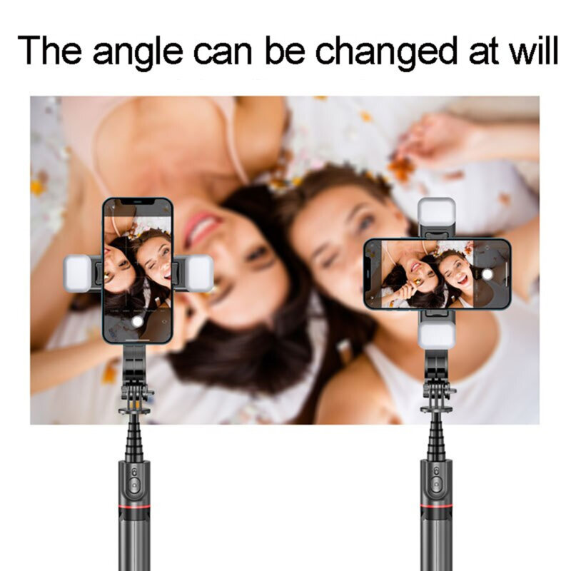 Selfie stick tripod, 2x LED, telecomanda wireless Techsuit L12D, 108cm