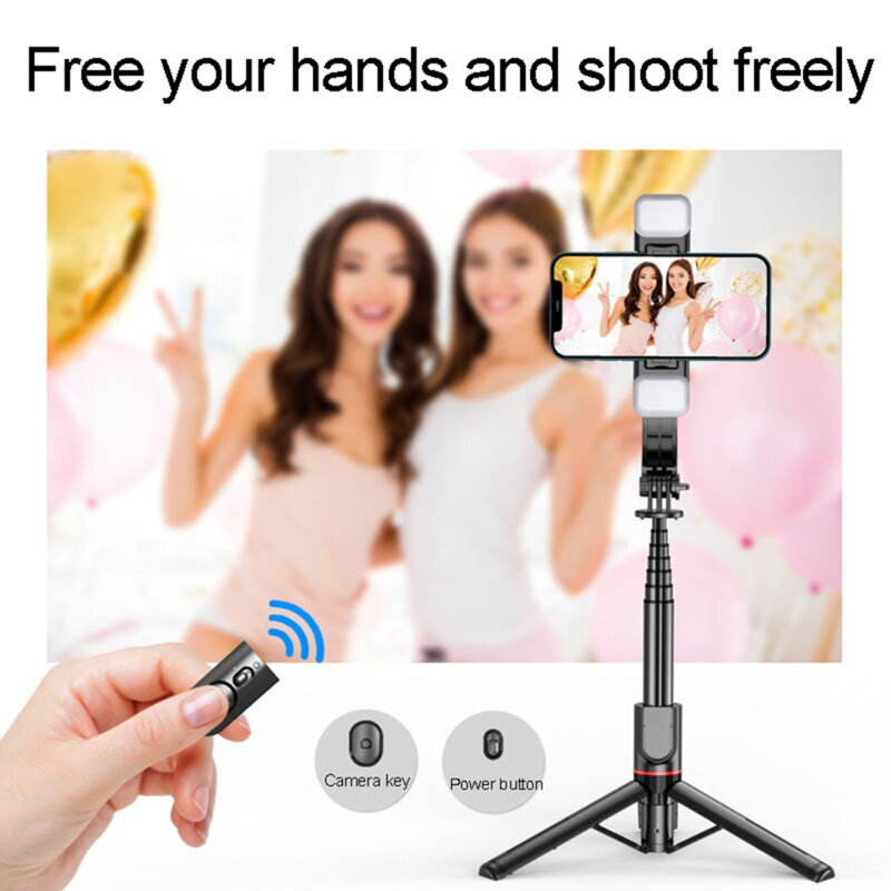 Selfie stick tripod, 2x LED, telecomanda wireless Techsuit L12D, 108cm
