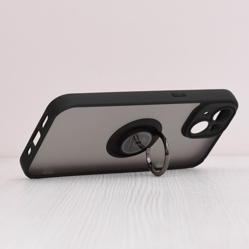 Husa iPhone 14 Techsuit Glinth cu inel suport stand magnetic, negru