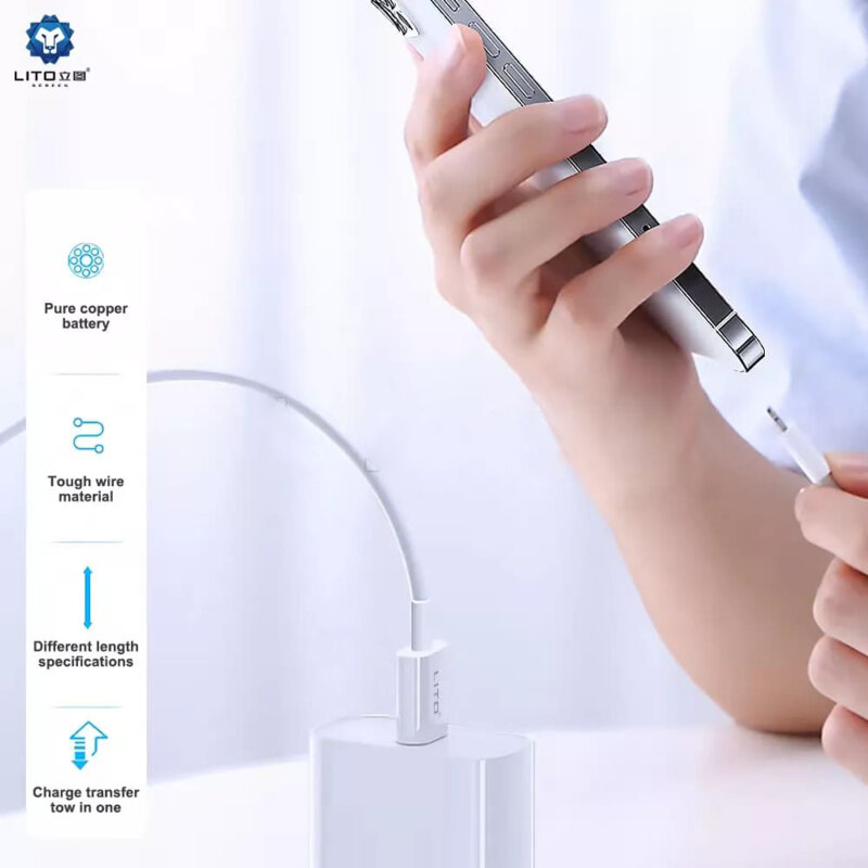 Cablu de date Quick Charging Lito Lightning Lito, 2m, 2.4A