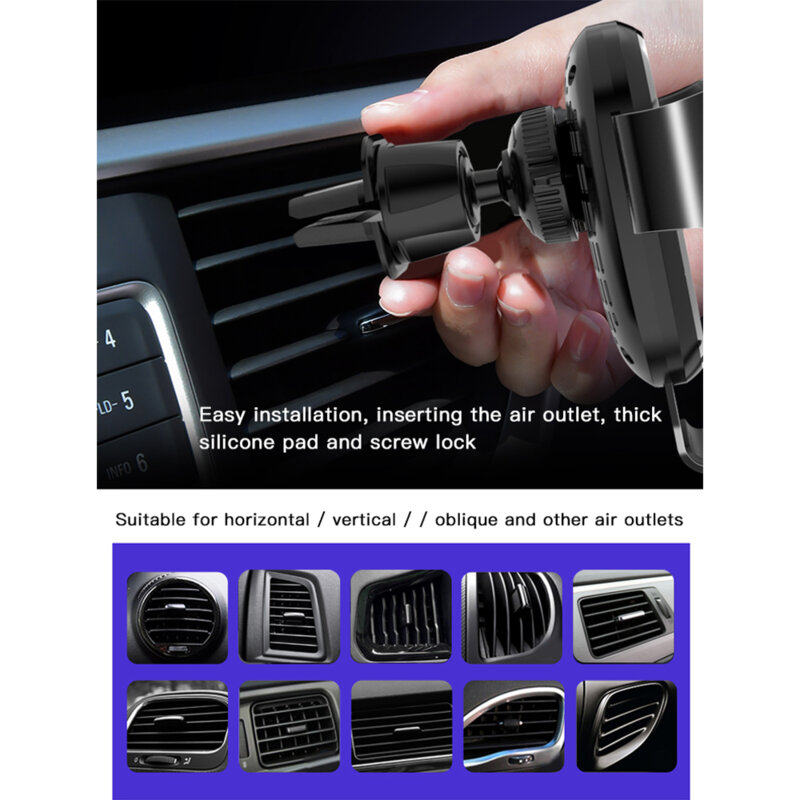 Suport telefon auto Yesido C76, incarcator wireless, 10W, negru