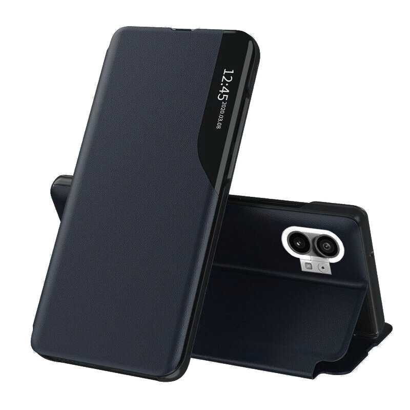 Husa Nothing Phone (1) Eco Leather View flip tip carte, albastru