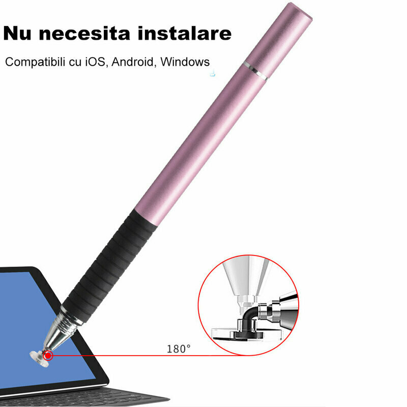 Stylus pen Techsuit, 2in1 universal, Android, iOS, roz deschis, JC02