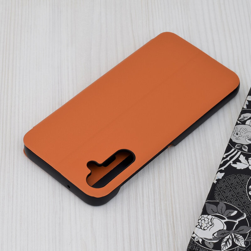 Husa Samsung Galaxy A14 5G Eco Leather View flip tip carte, portocaliu