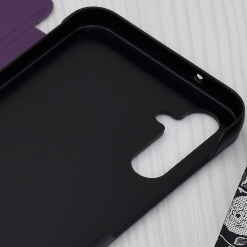 Husa Samsung Galaxy A14 5G Eco Leather View flip tip carte, mov