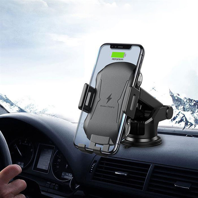 Suport auto cu incarcare wireless parbriz/bord/grila 10W Techsuit, CAPD032