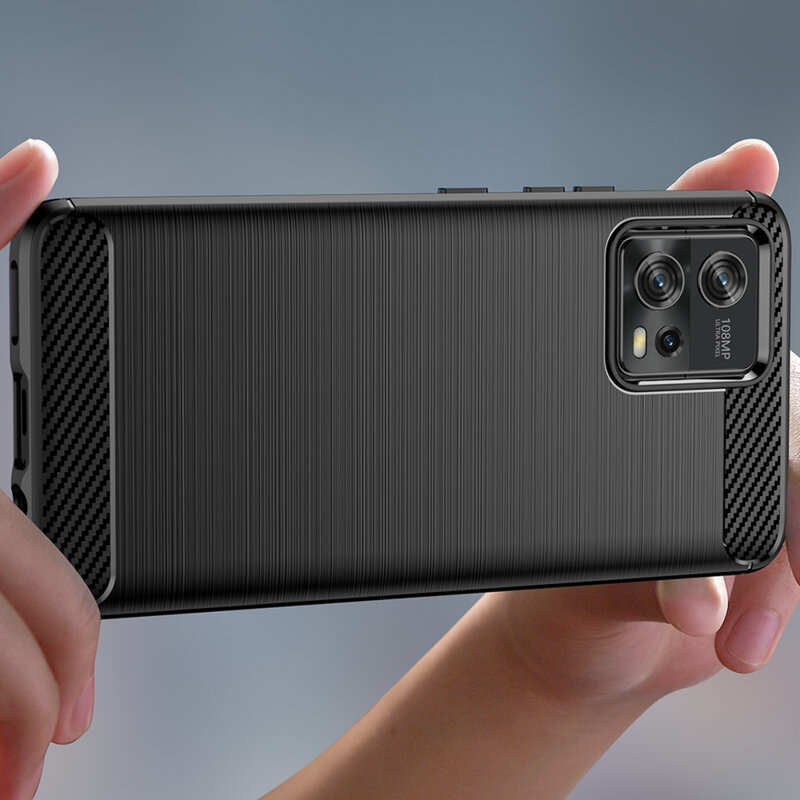 Husa Motorola Moto G72 Techsuit Carbon Silicone, negru