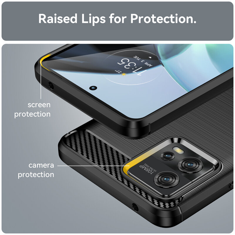 Husa Motorola Moto G72 Techsuit Carbon Silicone, negru