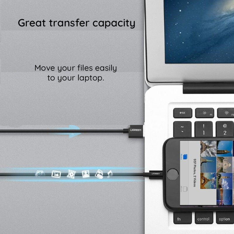 Cablu de date Apple MFI Lightning Ugreen, 2m, 2.4A, 80823