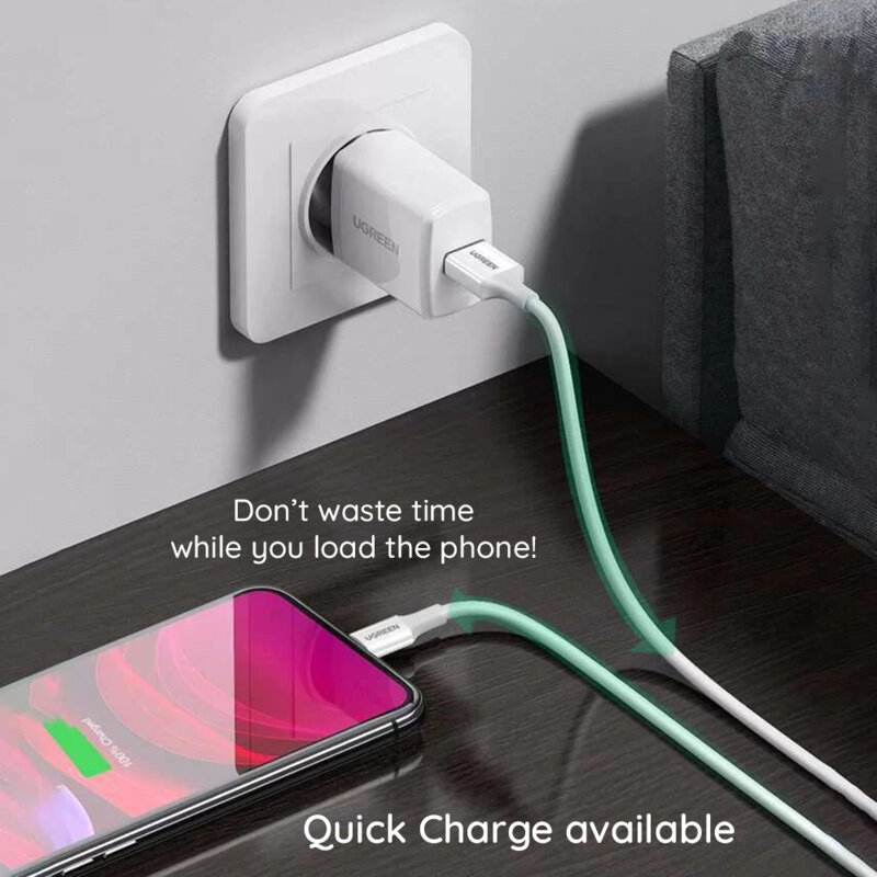 Cablu de date Apple MFI Lightning Ugreen, 2m, 2.4A, 80823