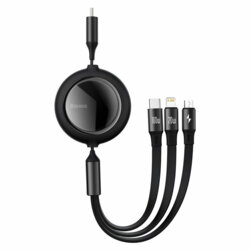 Cablu USB-C Baseus la Lightning, Micro-USB, Type-C, 100W, 1.2m, negru, CAMLC-AMJ01
