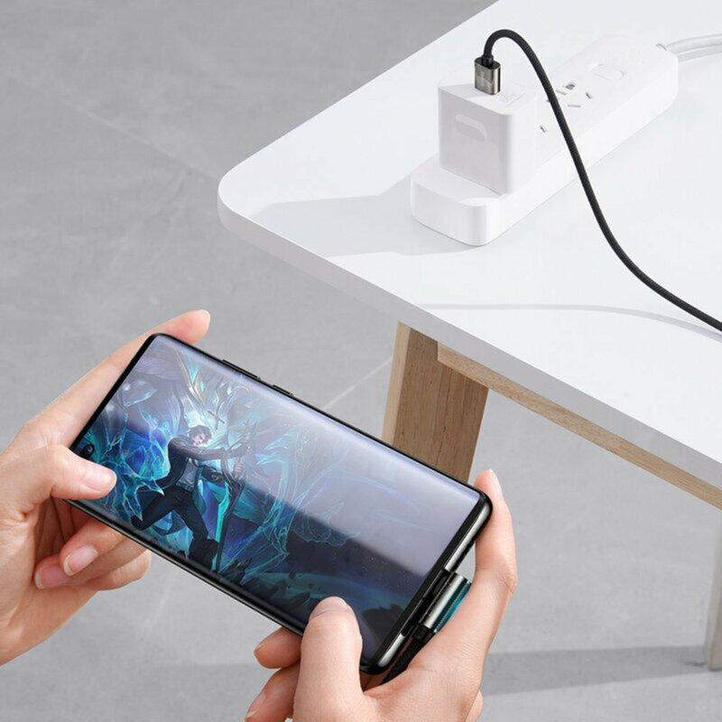 Cablu USB-C 90 grade Baseus Fast Charge 66W, 1m, negru, CATCS-B01