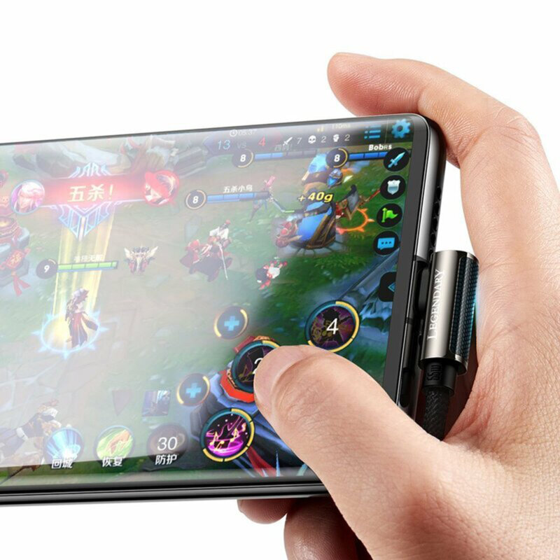 Cablu USB-C 90 grade Baseus Fast Charge 66W, 1m, negru, CATCS-B01