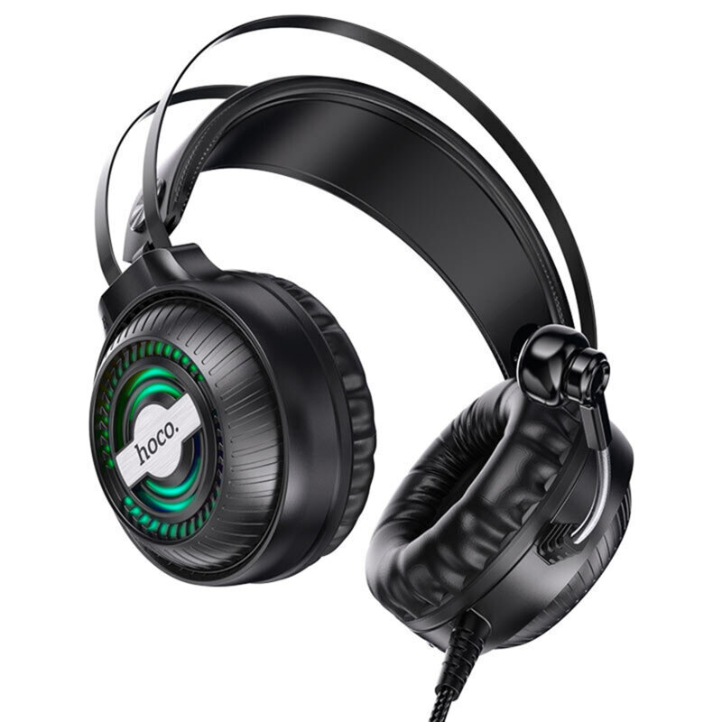 Casti gaming on-ear Hoco W101 cu microfon, Jack 3.5mm, USB, 2.4m, negru