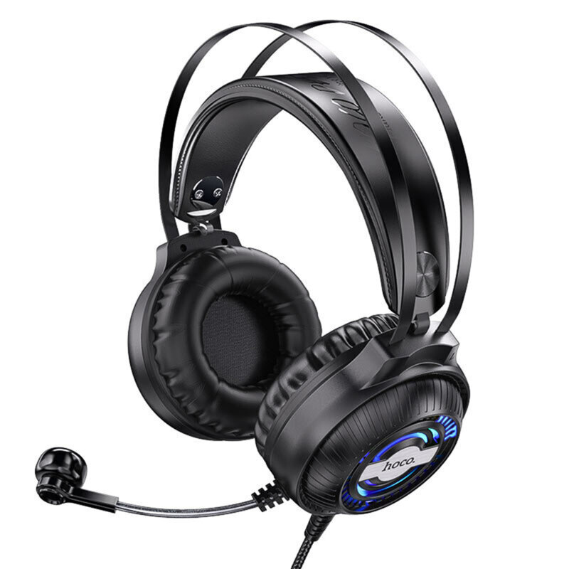 Casti gaming on-ear Hoco W101 cu microfon, Jack 3.5mm, USB, 2.4m, negru