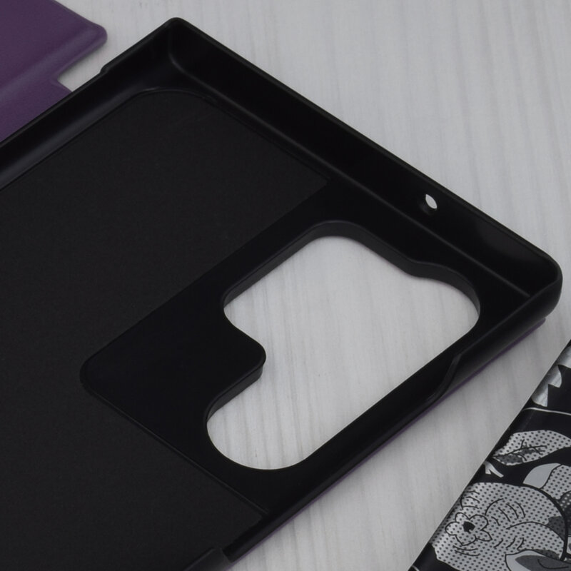 Husa Samsung Galaxy S23 Ultra Eco Leather View flip tip carte, mov