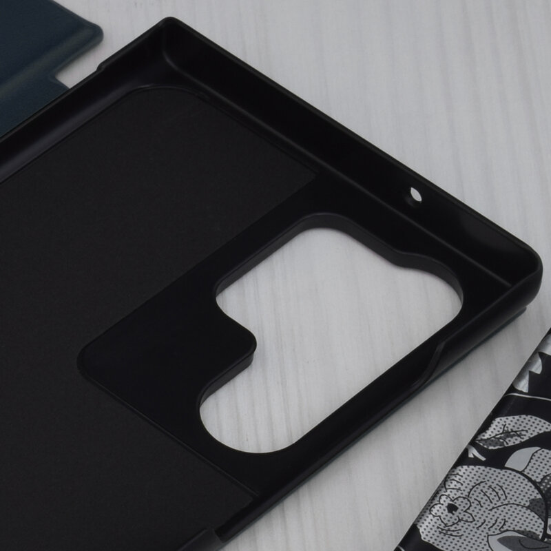Husa Samsung Galaxy S23 Ultra Eco Leather View flip tip carte, albastru