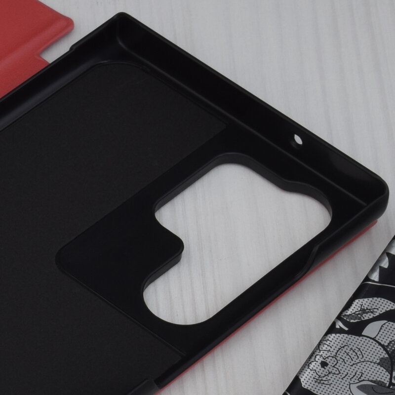 Husa Samsung Galaxy S23 Ultra Eco Leather View flip tip carte, rosu