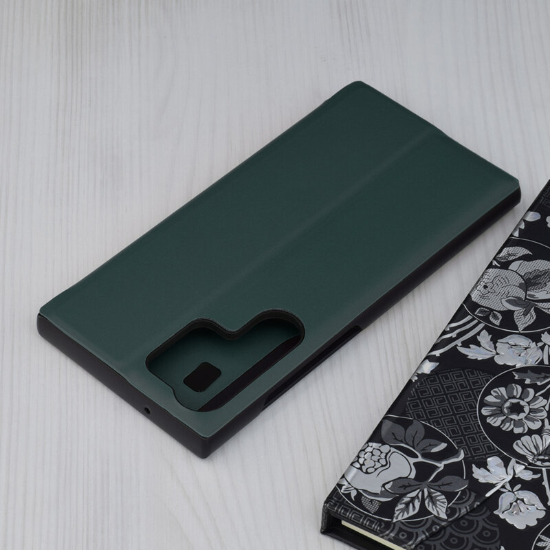 Husa Samsung Galaxy S23 Ultra Eco Leather View flip tip carte, verde