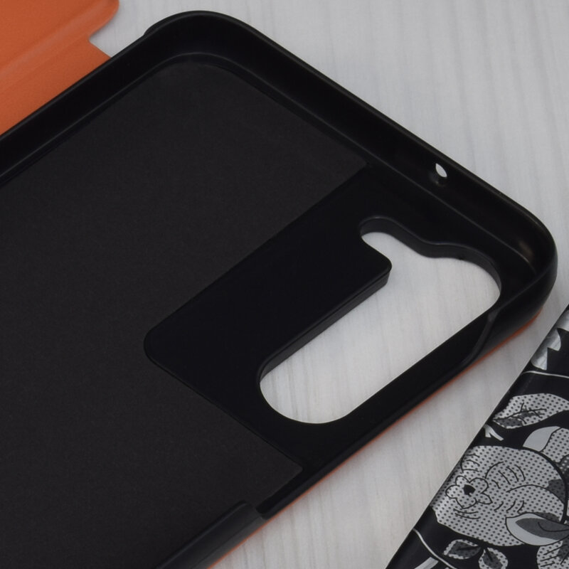 Husa Samsung Galaxy S23 Plus Eco Leather View flip tip carte, portocaliu