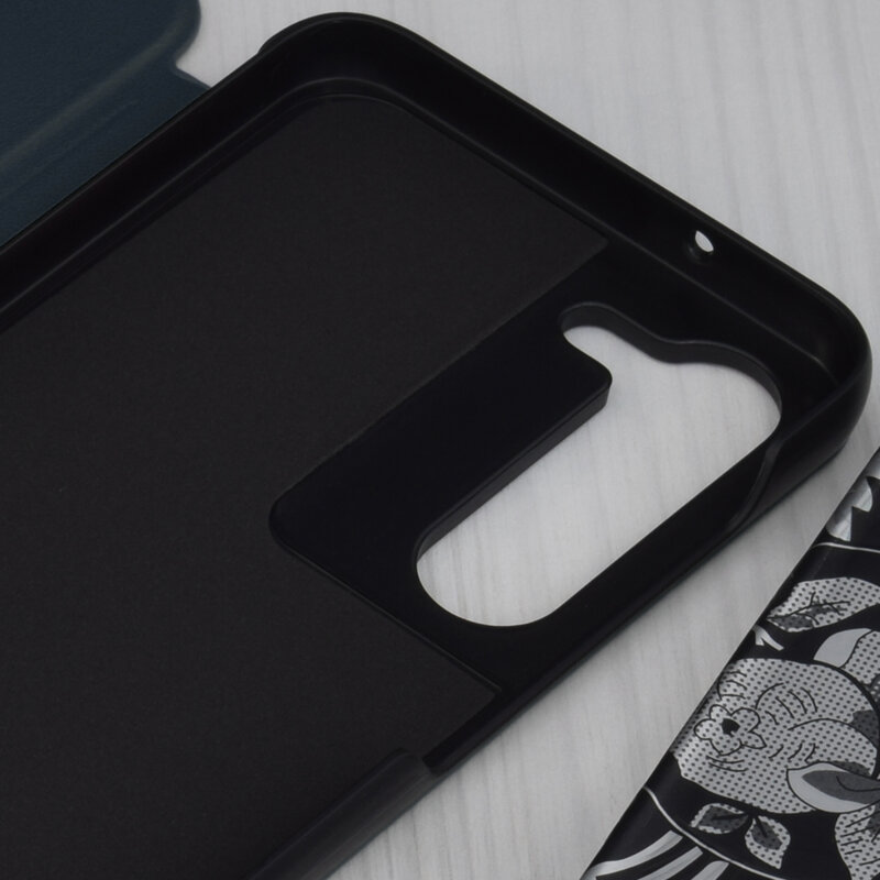 Husa Samsung Galaxy S23 Eco Leather View flip tip carte, albastru