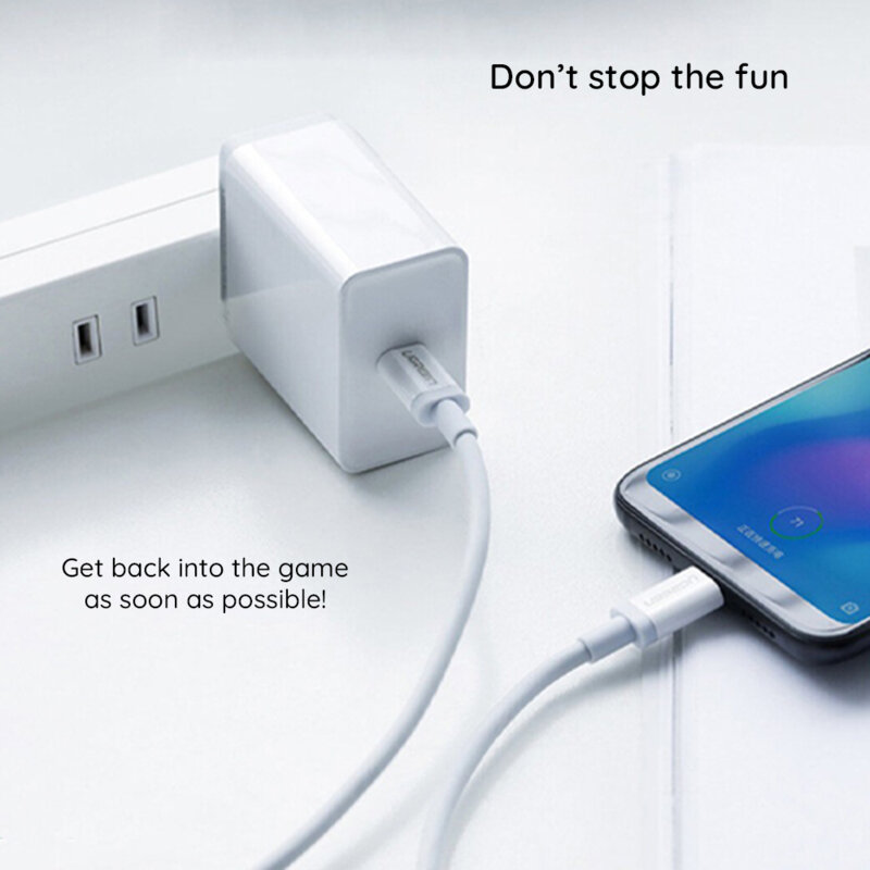 Cablu de date USB-C la Type-C PD60W, Ugreen, 3A, 2m, alb, 60520