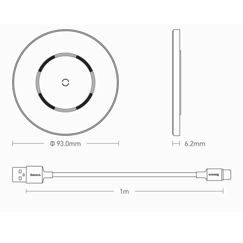 Incarcator wireless Baseus 15W, cablu incarcare Type-C 1m, WXJK-E01