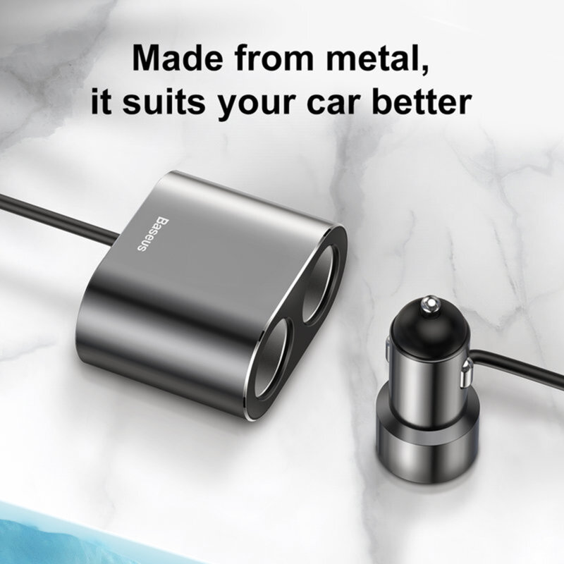 Incarcator auto 2x USB, 2x bricheta Baseus, negru, CRDYQ-01