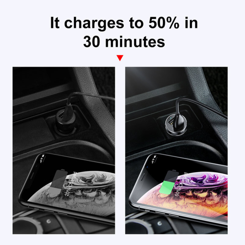 Incarcator auto 2x USB, 2x bricheta Baseus, negru, CRDYQ-01