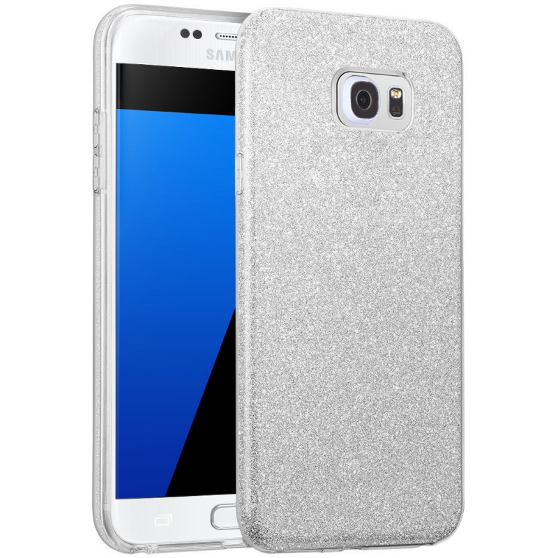 Husa Samsung Galaxy S6 Color TPU Sclipici - Argintiu