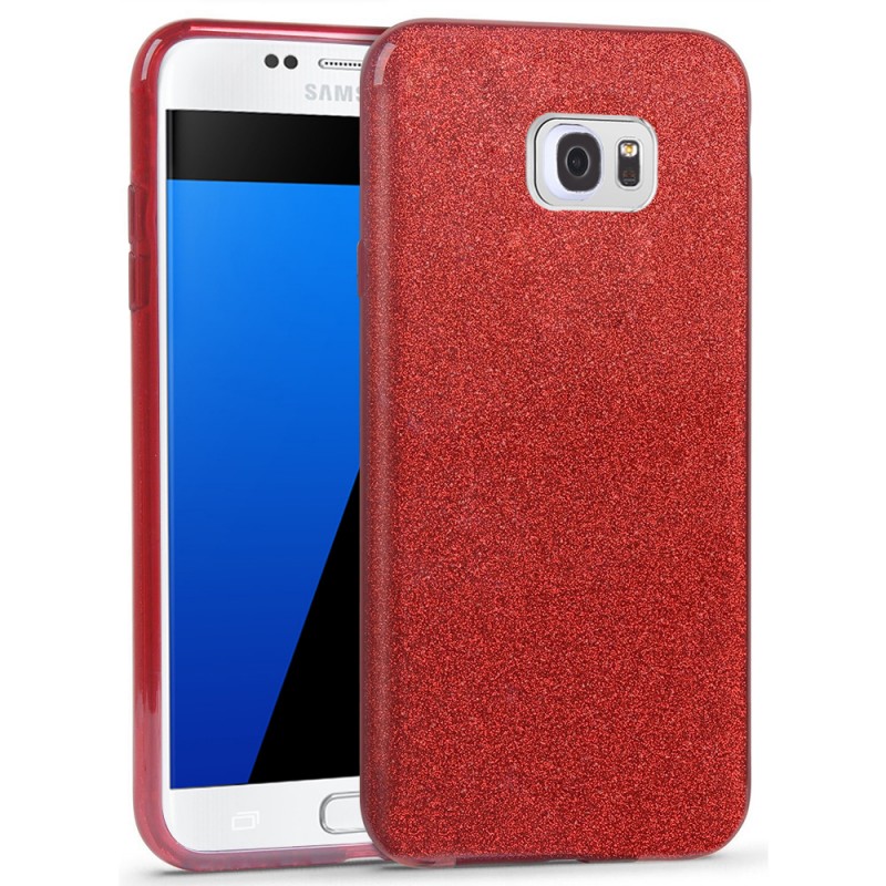 Husa Samsung Galaxy S6 Edge G925 Color TPU Sclipici - Rosu