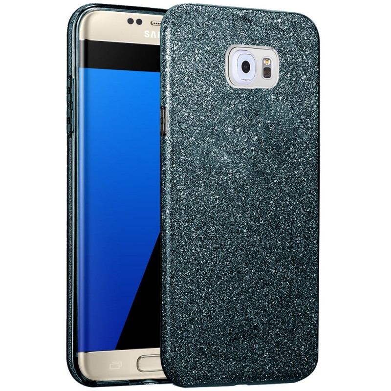 Husa Samsung Galaxy S7 Edge Color TPU Sclipici - Negru