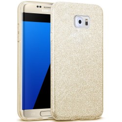 Husa Samsung Galaxy S7 Edge Color TPU Sclipici - Auriu
