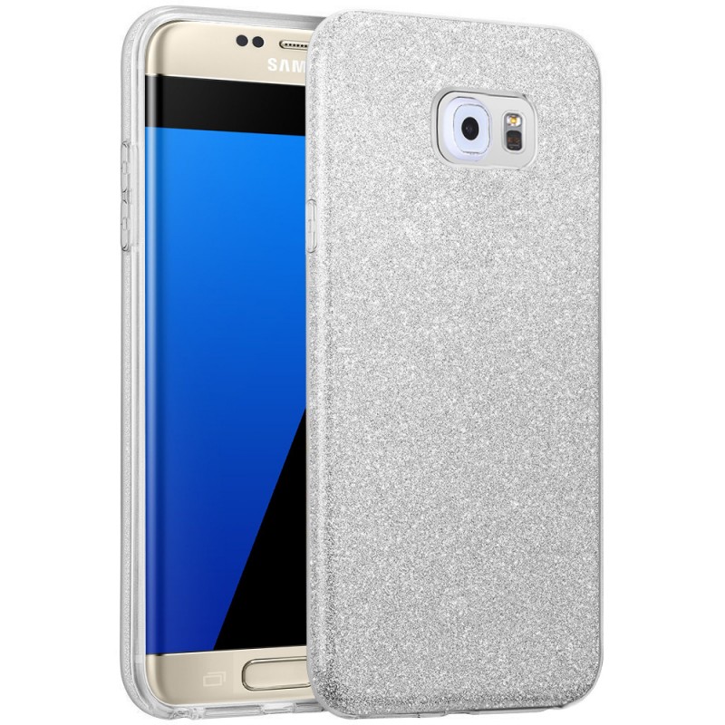 Husa Samsung Galaxy S7 Edge Color TPU Sclipici - Argintiu