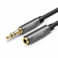 Cablu audio prelungitor Jack 3.5mm 1m Ugreen, argintiu, 10592