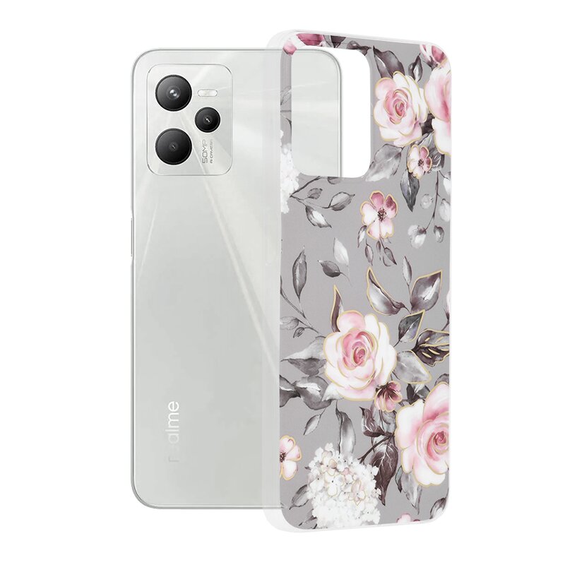 Husa Realme C35 Techsuit Marble, Bloom of Ruth Gray