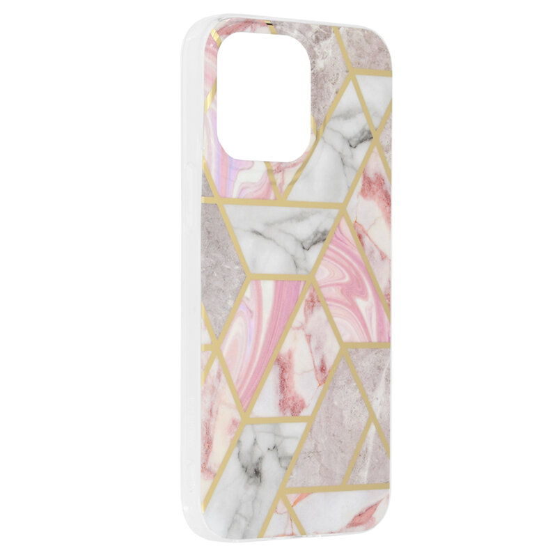 Husa iPhone 14 Pro Max Techsuit Marble, roz