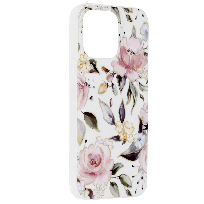 Husa iPhone 14 Pro Max Techsuit Marble, Chloe White