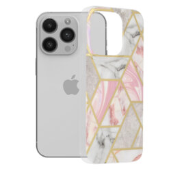 Husa iPhone 14 Pro Techsuit Marble, roz
