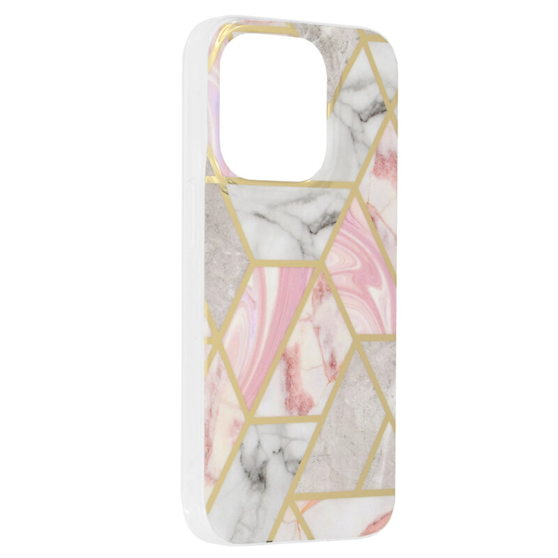 Husa iPhone 14 Pro Techsuit Marble, roz