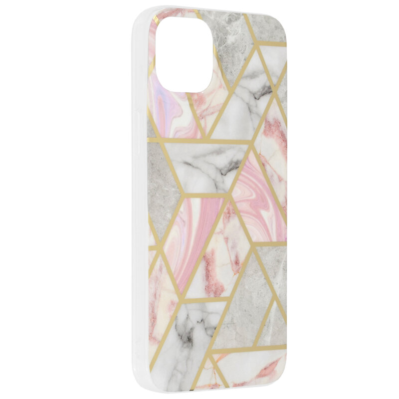 Husa iPhone 14 Plus Techsuit Marble, roz