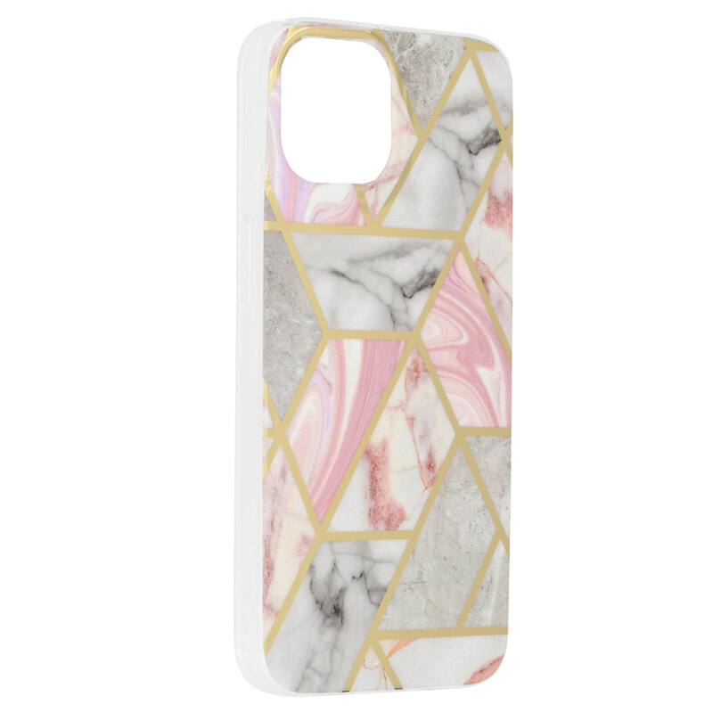 Husa iPhone 14 Techsuit Marble, roz